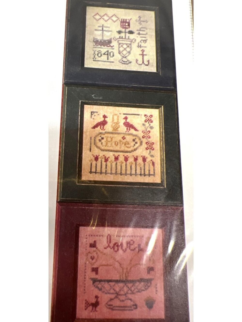 RARE Faith Hope Love Cross Stitch Pattern By Shakespeares Peddler 4x4 Design